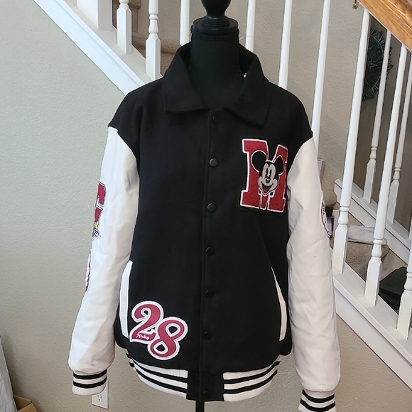Disney Jackets & Blazers - Disney Jacket with Mickey Mouse Patch - Black and White Mens Lg/Womens Xl